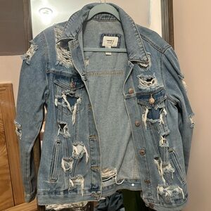 Forever 21 Light Blue Distressed Denim Jacket